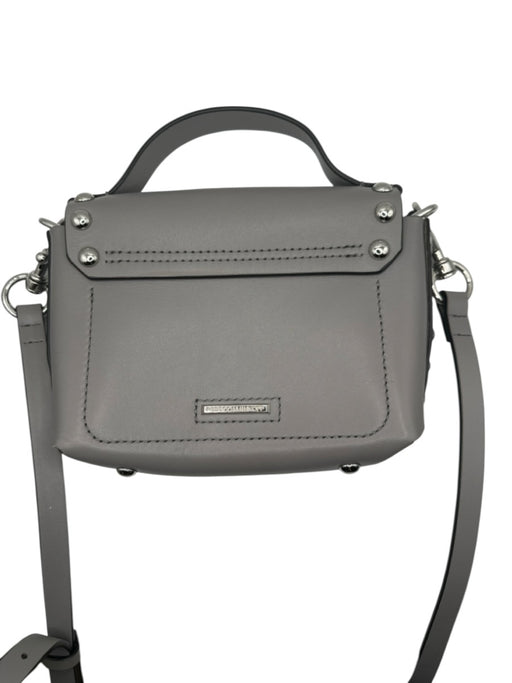 Rebecca Minkoff Gray & Silver Leather Studded Front Flap Crossbody Bag Gray & Silver / S