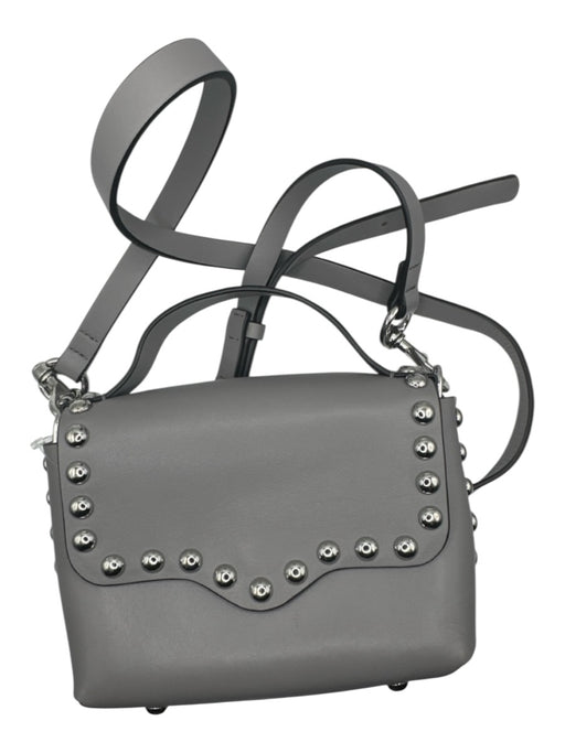 Rebecca Minkoff Gray & Silver Leather Studded Front Flap Crossbody Bag Gray & Silver / S