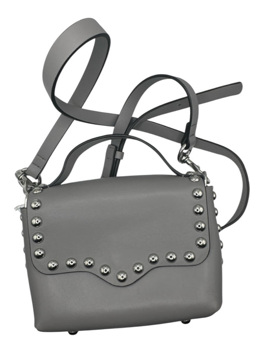 Rebecca Minkoff Gray & Silver Leather Studded Front Flap Crossbody Bag Gray & Silver / S
