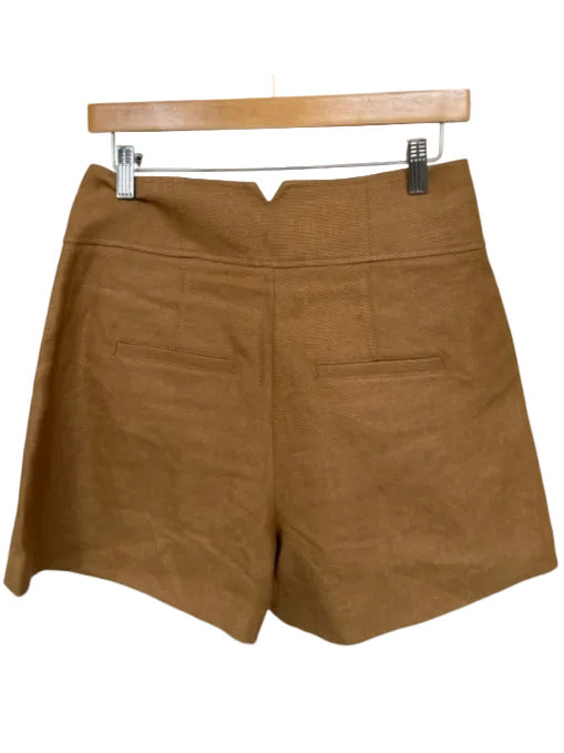 Veronica Beard Size 8 Tan Linen High Waist Pleated Shorts Tan / 8