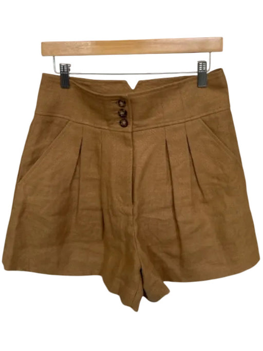 Veronica Beard Size 8 Tan Linen High Waist Pleated Shorts Tan / 8