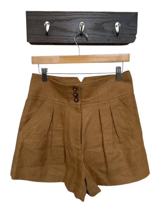 Veronica Beard Size 8 Tan Linen High Waist Pleated Shorts Tan / 8