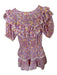 Loveshackfancy Size XS Purple & Yellow Cotton Short Balloon Sleeve Flowers Dress Purple & Yellow / XS