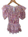 Loveshackfancy Size XS Purple & Yellow Cotton Short Balloon Sleeve Flowers Dress Purple & Yellow / XS