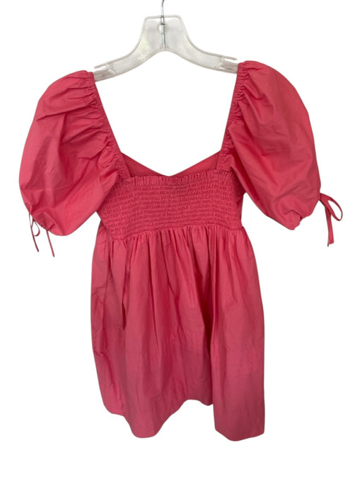 English Factory Size XS Coral Pink Cotton Short Balloon Sleeve Baby Doll Dress Coral Pink / XS