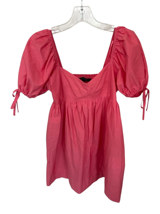 English Factory Size XS Coral Pink Cotton Short Balloon Sleeve Baby Doll Dress Coral Pink / XS