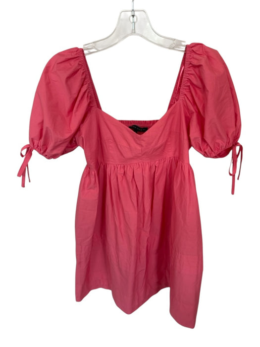 English Factory Size XS Coral Pink Cotton Short Balloon Sleeve Baby Doll Dress Coral Pink / XS