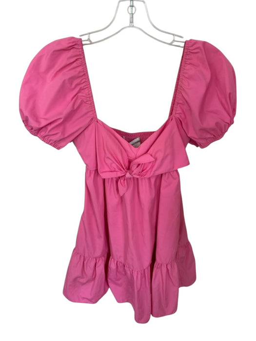 Amanda Uprichard Size S Pink Polyester Short Balloon Sleeve Baby Doll Dress Pink / S