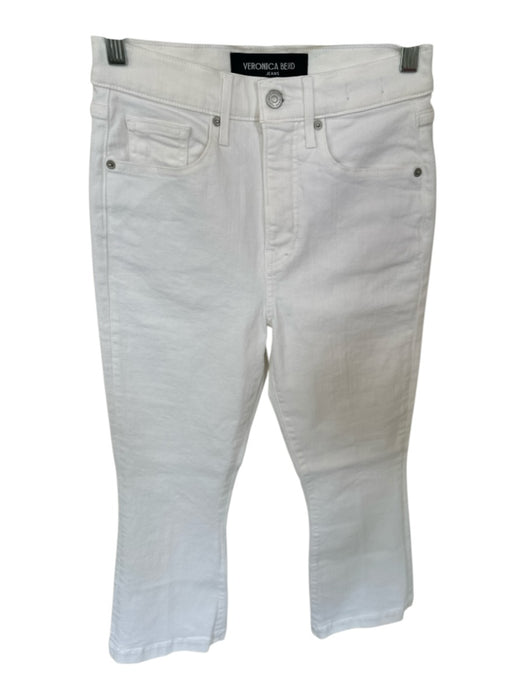 Veronica Beard Size 27 White Cotton Blend High Waist Flare Jeans White / 27