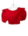 English Factory Size XS Red Cotton Blend 3/4 Balloon Sleeve Ruffles Cropped Top Red / XS