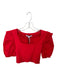 English Factory Size XS Red Cotton Blend 3/4 Balloon Sleeve Ruffles Cropped Top Red / XS