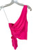 Amanda Uprichard Size S Neon Pink Polyester One Shoulder Side Zip Cropped Top Neon Pink / S