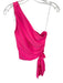 Amanda Uprichard Size S Neon Pink Polyester One Shoulder Side Zip Cropped Top Neon Pink / S