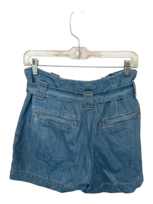 L'agence Size 27 Med Light Wash Cotton Blend High Waist Belted Denim Shorts Med Light Wash / 27