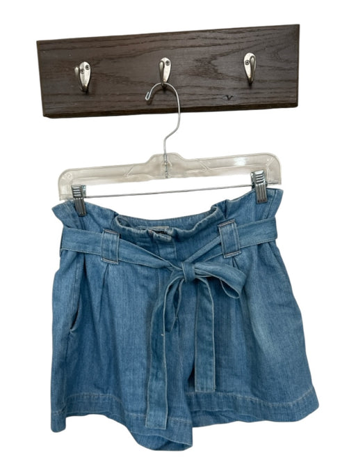 L'agence Size 27 Med Light Wash Cotton Blend High Waist Belted Denim Shorts Med Light Wash / 27
