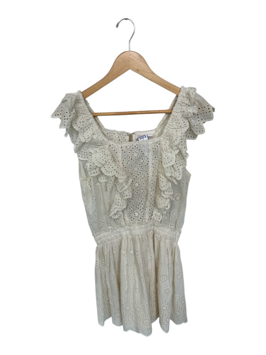 Loveshackfancy Size S Cream Cotton Flutter Sleeves Eyelet Elastic Waist Dress Cream / S