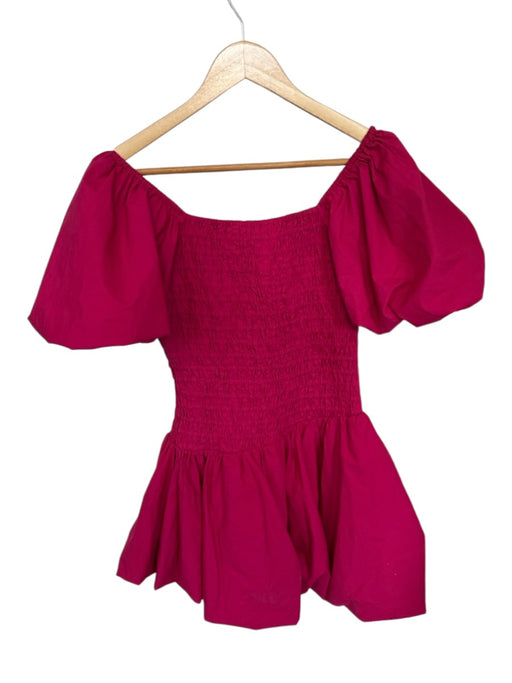 Loveshackfancy Size S Magenta Cotton 3/4 Balloon Sleeve smocked Bubble Hem Dress Magenta / S