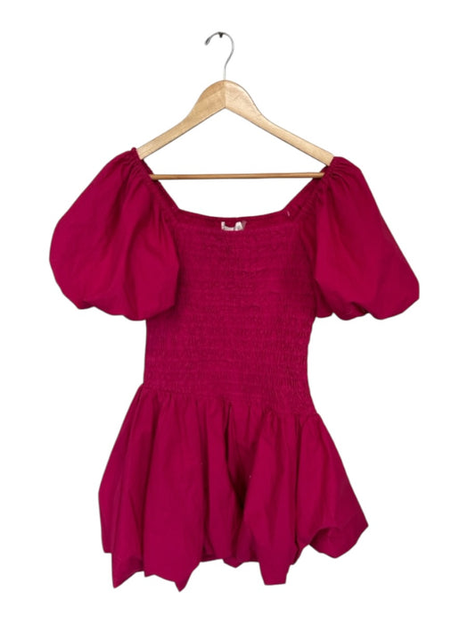 Loveshackfancy Size S Magenta Cotton 3/4 Balloon Sleeve smocked Bubble Hem Dress Magenta / S