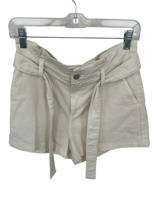 Paige Size 28 Cream Cotton Blend High Waist Belted Shorts Cream / 28