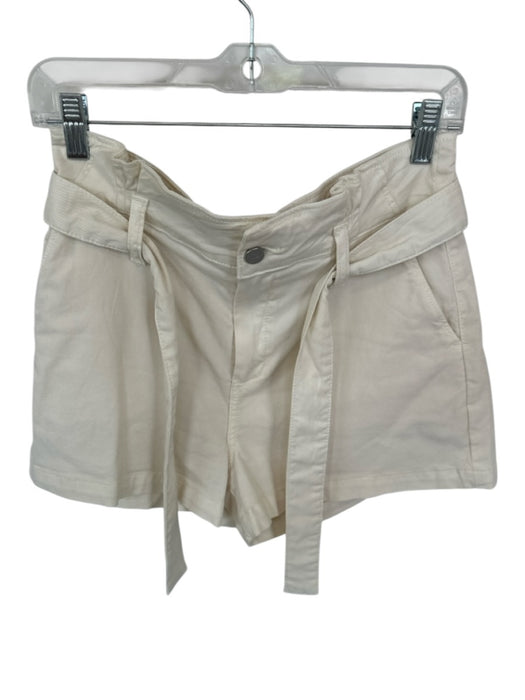 Paige Size 28 Cream Cotton Blend High Waist Belted Shorts Cream / 28