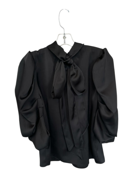 Misa Size M Black Polyester Mock Collar Long Balloon Sleeve Top Black / M