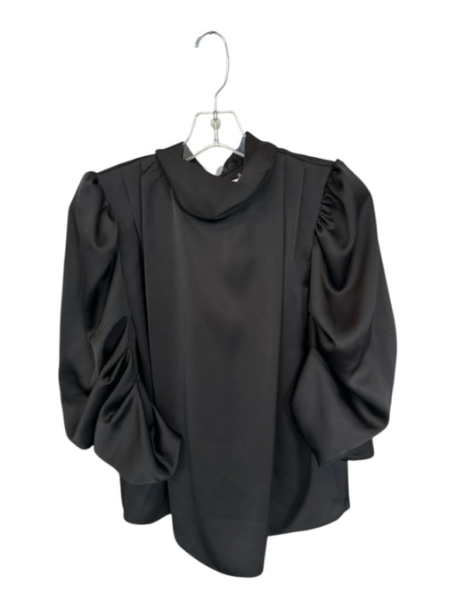 Misa Size M Black Polyester Mock Collar Long Balloon Sleeve Top Black / M
