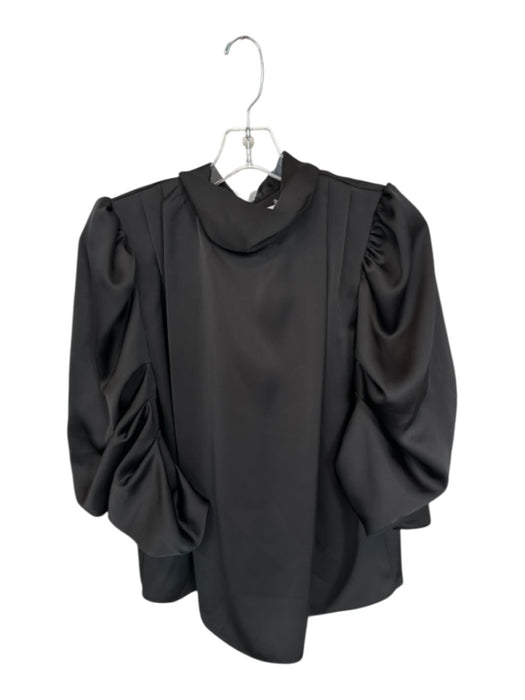 Misa Size M Black Polyester Mock Collar Long Balloon Sleeve Top Black / M