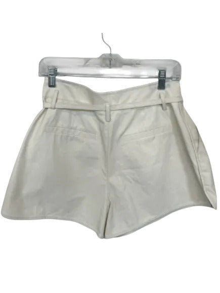 Paige Size 4 Cream Vegan Leather High Waist Belted Front Pocket Shorts Cream / 4