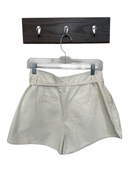 Paige Size 4 Cream Vegan Leather High Waist Belted Front Pocket Shorts Cream / 4