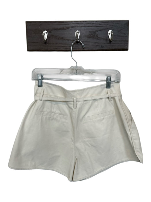 Paige Size 4 Cream Vegan Leather High Waist Belted Front Pocket Shorts Cream / 4
