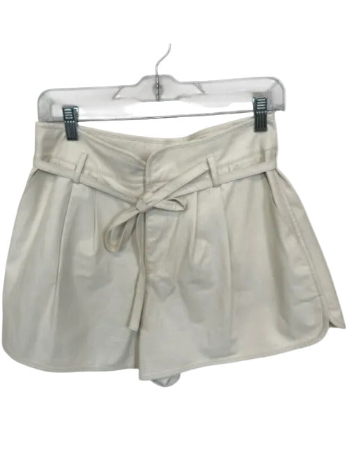 Paige Size 4 Cream Vegan Leather High Waist Belted Front Pocket Shorts Cream / 4