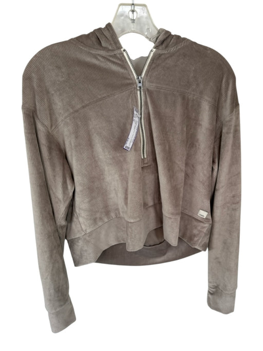 Vuori Size M Taupe Velvet Hood Half Zip Cropped Athletic Jacket Taupe / M