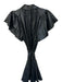 Alice & Olivia Size 6 Black Vegan Leather Short Sleeve Collar Button Down Dress Black / 6