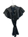 Alice & Olivia Size 6 Black Vegan Leather Short Sleeve Collar Button Down Dress Black / 6