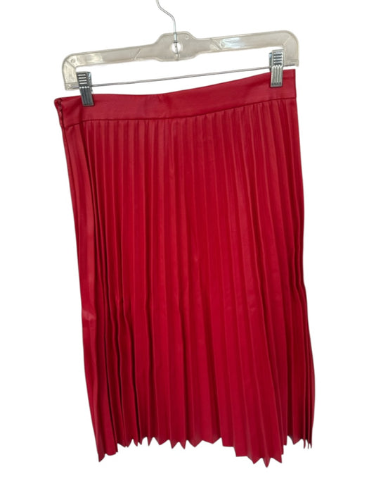 Milly Size 6 Red Vegan Leather Side Zip Pleated Maxi Skirt Red / 6