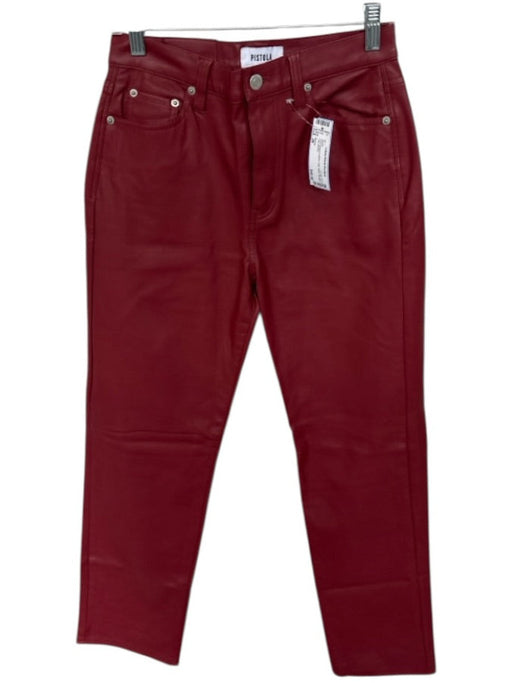 Pistola Size 26 Rust Vegan Leather High Waist Straight Leg Pants Rust / 26