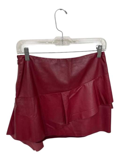 Joie Size 2 Maroon Lamb leather Side Zip Asymetric Skirt Maroon / 2