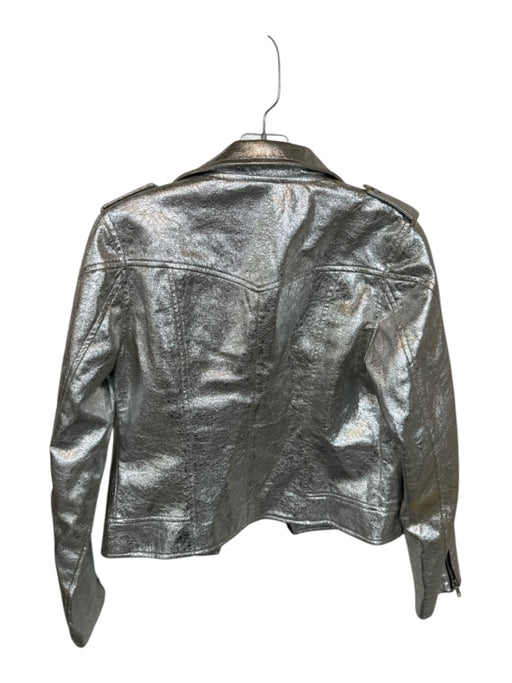 Sen Size S Silver Vegan Leather Metallic Silver Hardware Moto Jacket Silver / S