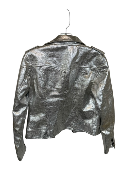 Sen Size S Silver Vegan Leather Metallic Silver Hardware Moto Jacket Silver / S