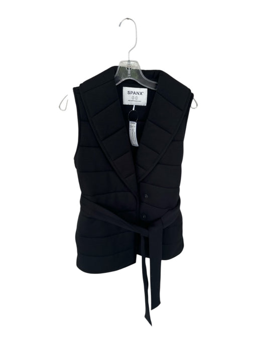 Spanx Size S Black Modal Blend Quilted Snap buttons Belted Athletic Jacket Black / S