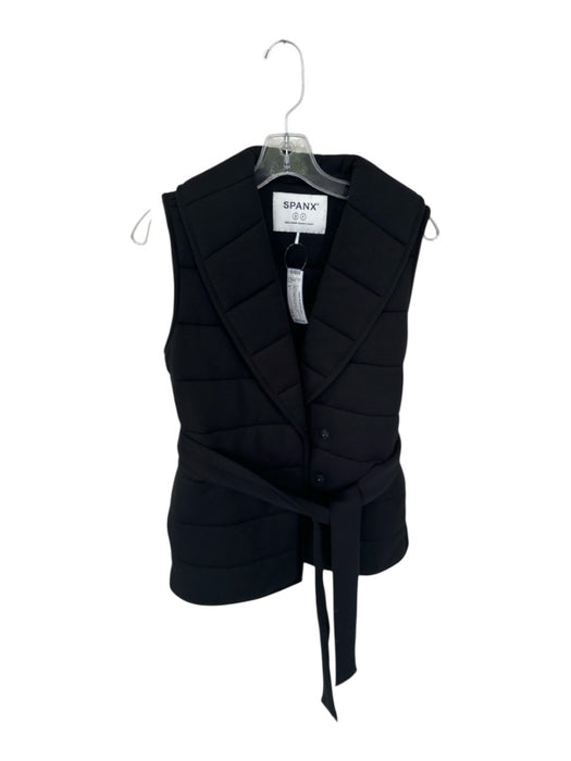 Spanx Size S Black Modal Blend Quilted Snap buttons Belted Athletic Jacket Black / S