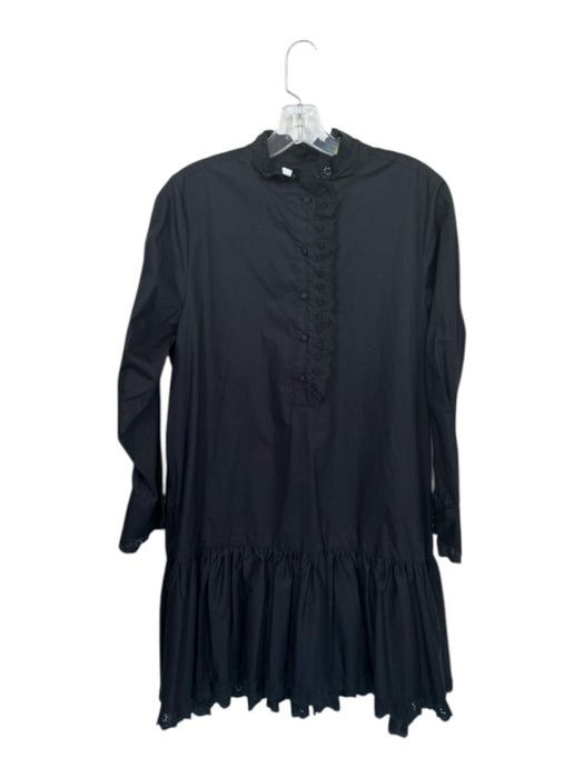 Hunter Bell Size S Black Cotton Long Balloon Sleeve Lace Collar Buttons Dress Black / S