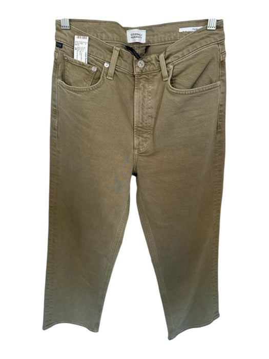 Citizens of Humanity Size 28 Green Cotton Blend High Waist Straight Leg Jeans Green / 28
