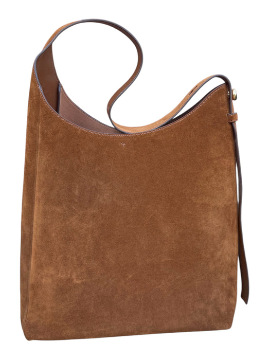 Tory Burch Brown Suede Shoulder Strap tall Gold Hardware Bucket Bag Brown / L