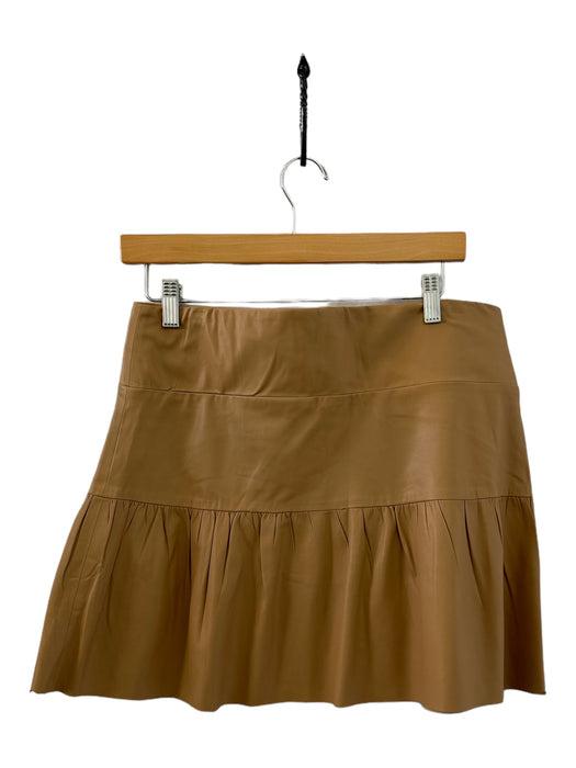 Shug! Size L Tan Vegan Leather Elastic Waist Mini Skirt Tan / L