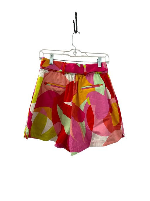 Crosby Size S Pink & Green Cotton Blend Belted Abstract High Waist Shorts Pink & Green / S