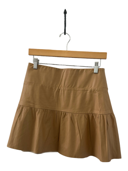 Shug! Size M Tan Leather Elastic Waist Mini Skirt Tan / M