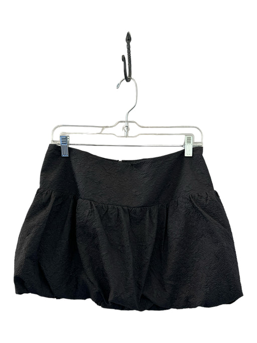Amanda Uprichard Size M Black Nylon Textured Back Zip Mini Bubble Skirt Black / M