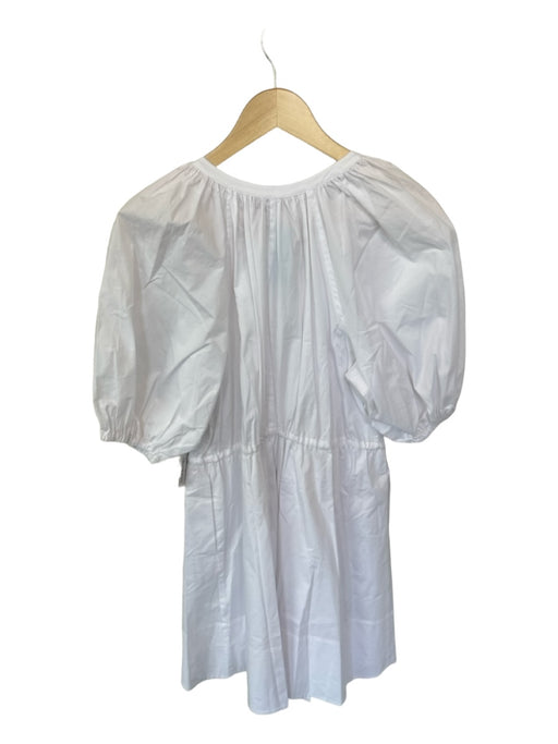 Staud Size M White Cotton Short Balloon Sleeve Button Down Dress White / M