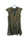 Paige Size M Green & Gold Viscose Blend Flutter Sleeves Metallic Flowers Dress Green & Gold / M